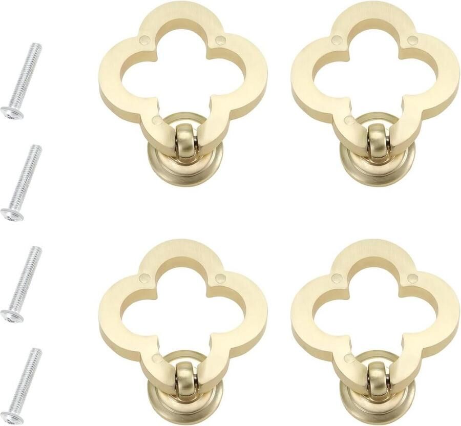 Handvat Pull Ring Bloem Drop Zinklegering Klaver Garderobe Handgrepen voor Kasten 4 Stuks