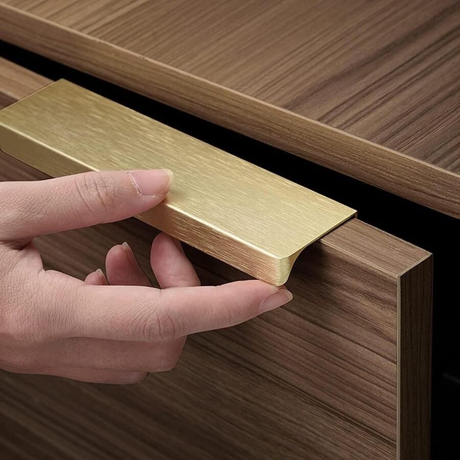 Handvat Set van 6 Stuks in Goud Verborgen Vingerrand Handgrepen voor Keukenkasten Aluminium Handvatten Zwarte Keukenkast Handgrepen 64mm 300mm Gatafstand