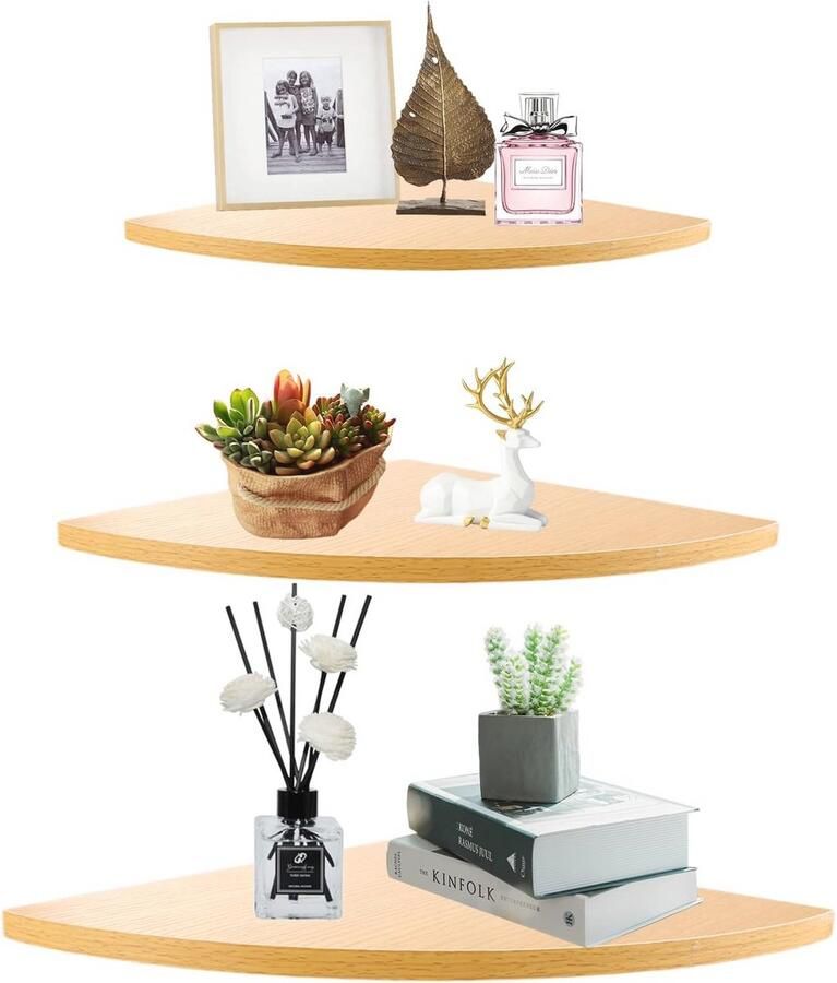 Hangend Hoekrek van Hout Ruimtebesparend Wandrek voor Keuken Woonkamer en Badkamer