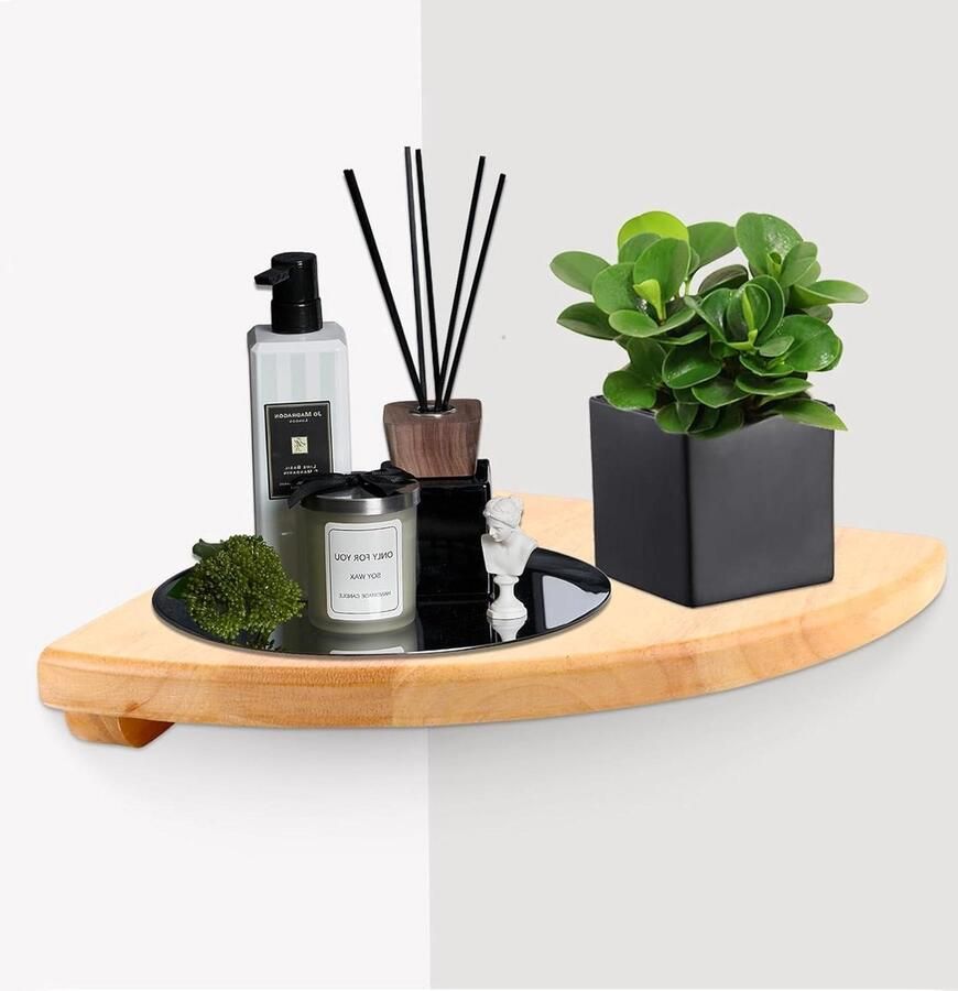 Hangend hoekrek van massief hout waaiervormige hoekplanken 18 cm wandrek voor slaapkamer woonkamer keuken