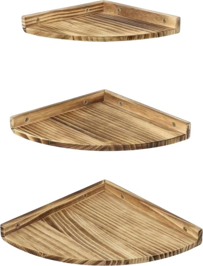 Hangend Houten Hoekrek Zwevende Planken 3-delige Set Voor Badkamer of Woonkamer
