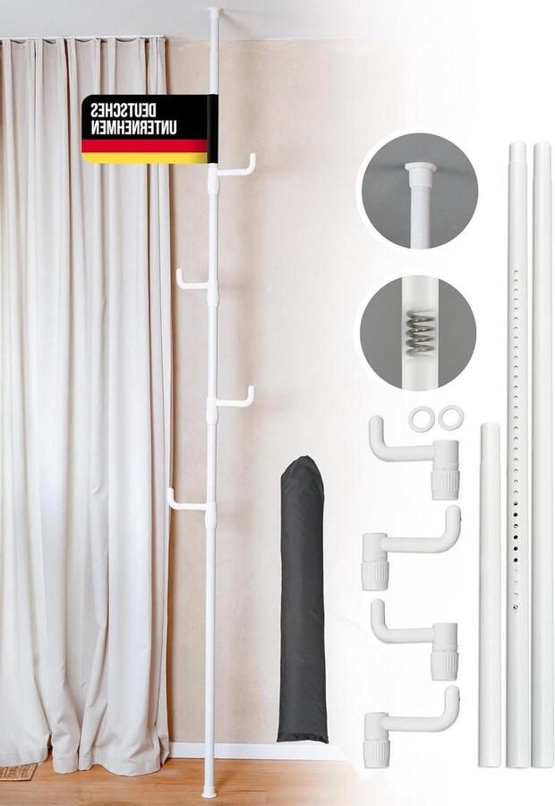 Lisa Kledingrek telescopische kledingstang zonder boren insteekbaar kledingrek open kledingkast verschillende varianten online kopen kapstok hangend met plank