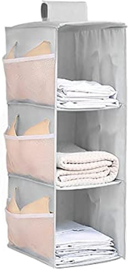 Hangend Kledingrek met 3 Vakken Opvouwbare Organizer voor Stijlvolle Kasten