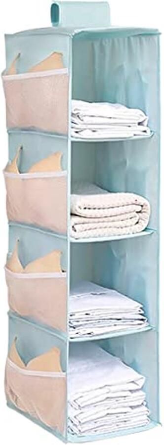 Hangend Kledingrek met 4 Vakken Opvouwbare Organizer voor Slaapkamer of Kledingkast Universele Pasvorm 30 x 22 5 x 80 cm Blauw