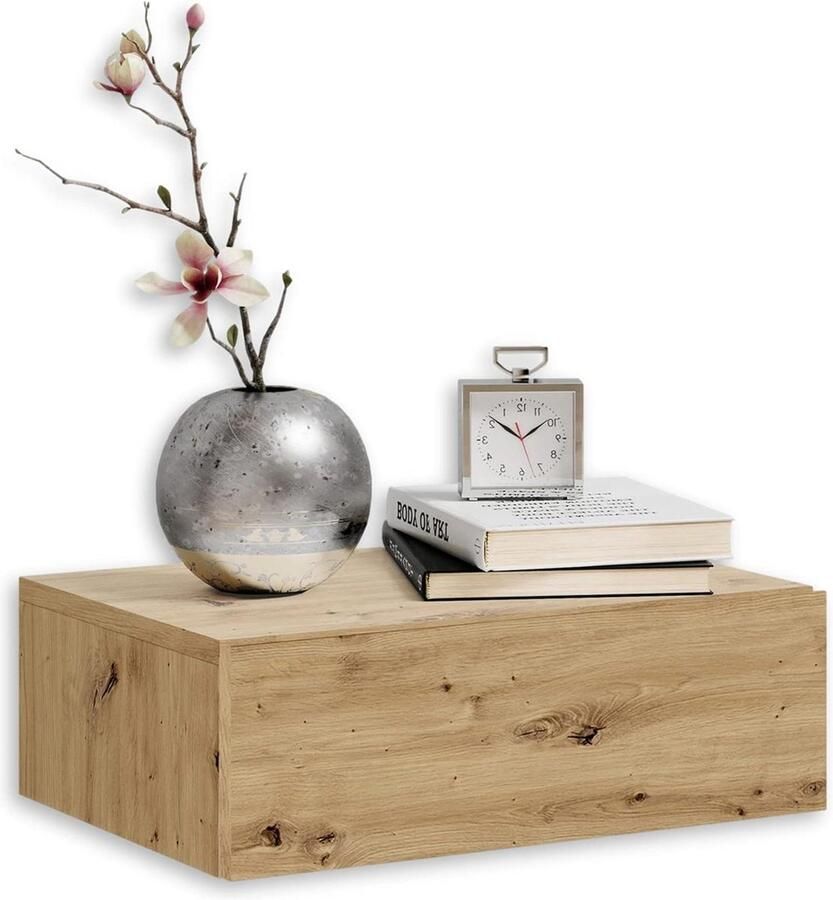 Hangend nachtkastje met lade en opbergruimte Artisan eikenlook 42 x 14 x 30 cm Nachtkastje