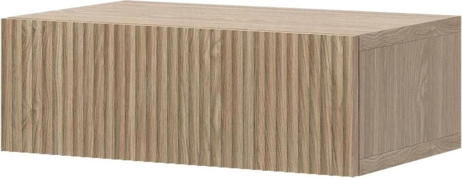 Hangend nachtkastje met lamellenlade 50 x 17 cm geolied eiken Nolie