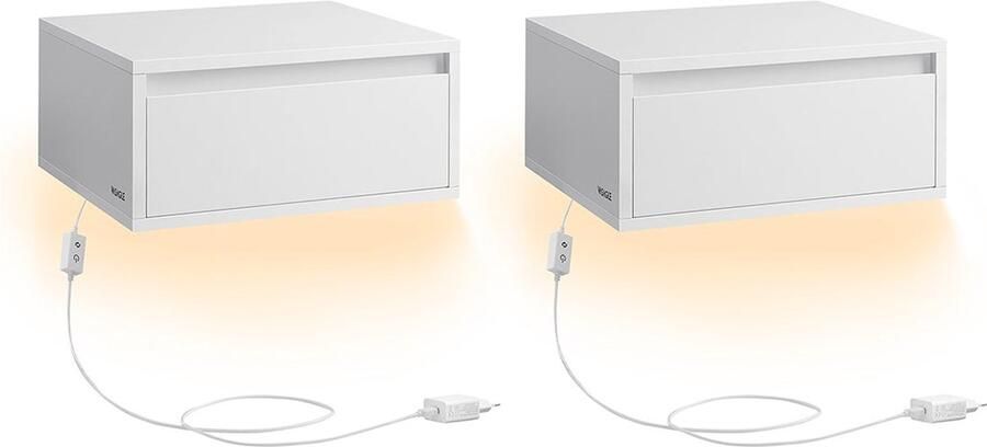 Rootz Living Rootz Set van 2 wolkenwitte zwevende nachtkastjes Houten spaanplaat MDF Ruimtebesparend 35 cm x 40 cm x 18 cm