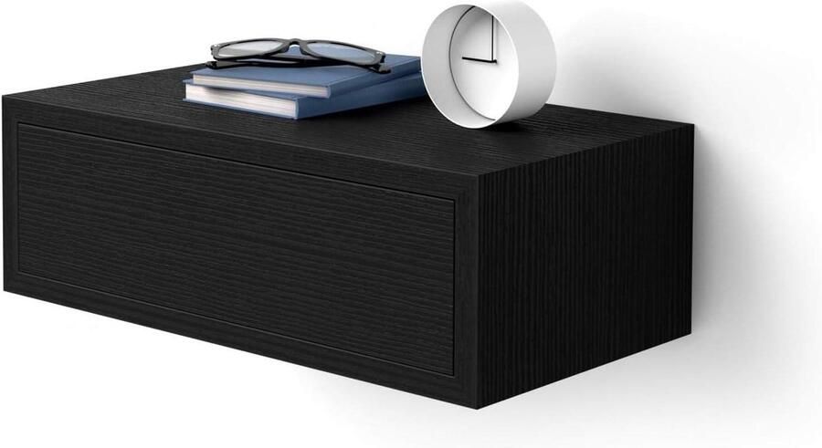 Hangend nachtkastje Zwart Essen Made In Italy Nachtkastje met lade nachtkastje zwart 60 cm hoog