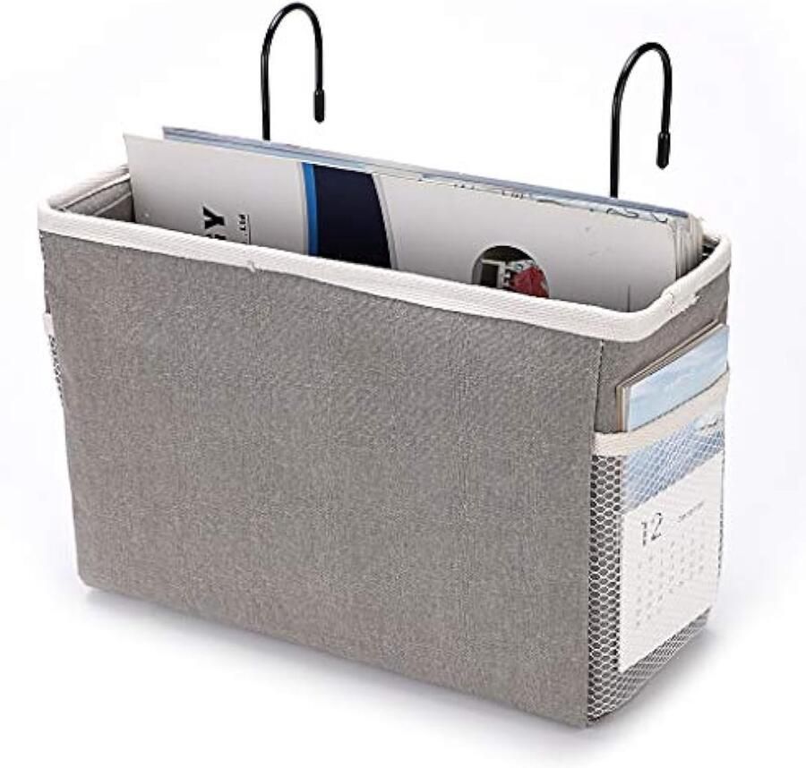 Hangend opbergidee langs het bed zakje studentenkamer organizer caddy bureau voor home office school slaapzaal stapelbed (grijs)