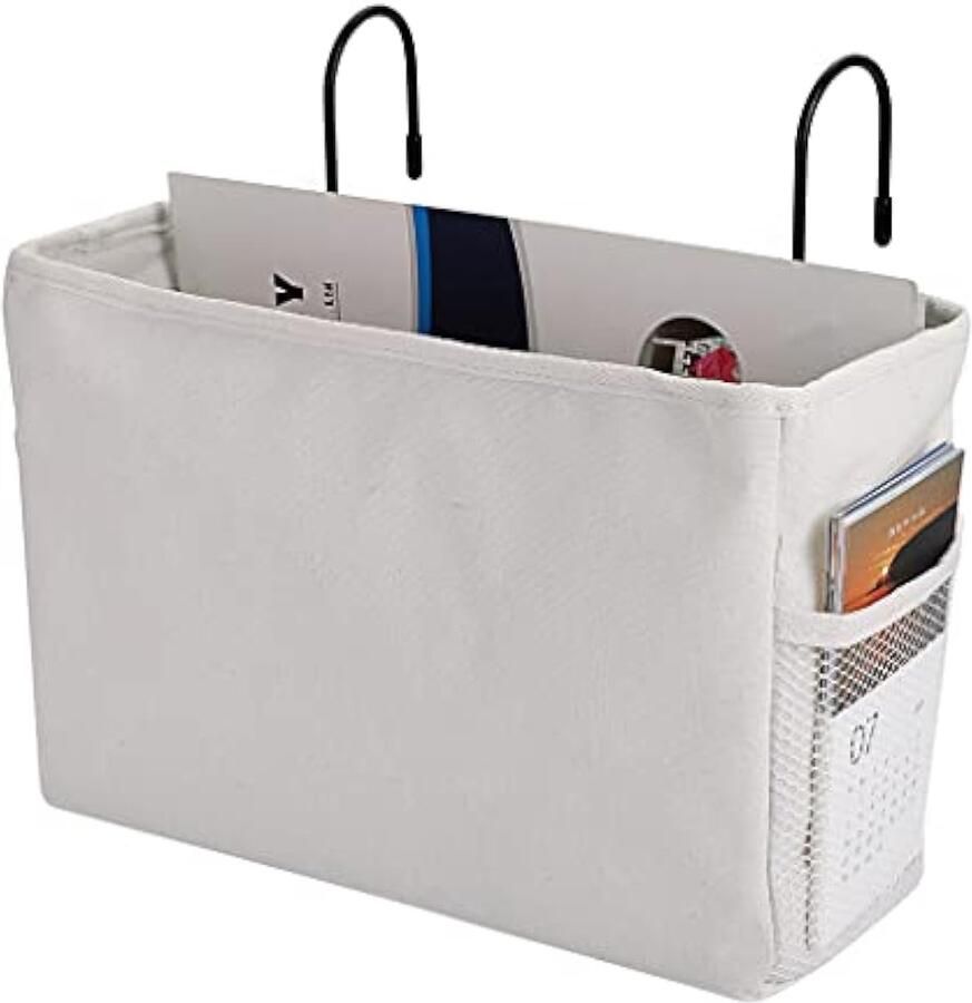 Hangend opbergidee langs het bed zakje studentenkamer organizer caddy bureau voor home office school slaapzaal stapelbed (wit)