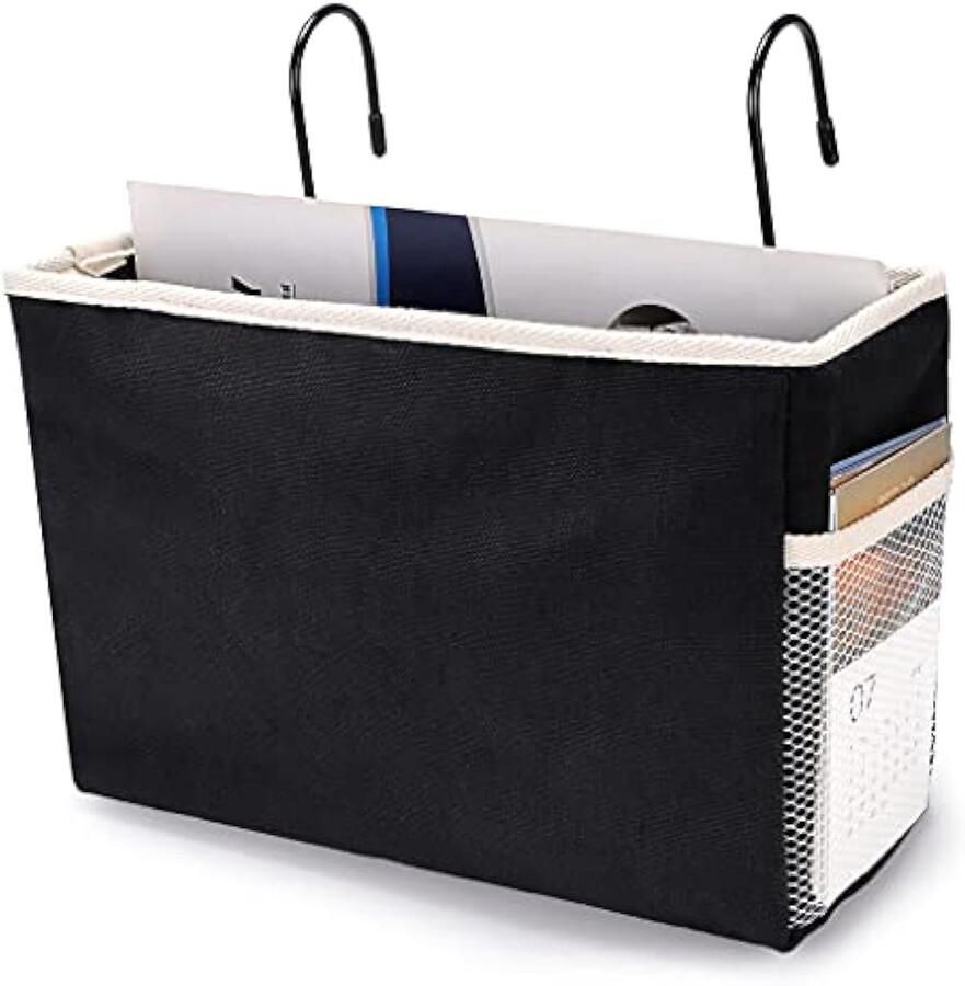 Hangend opbergidee langs het bed zakje studentenkamer organizer caddy bureau voor home office school slaapzaal stapelbed (zwart)