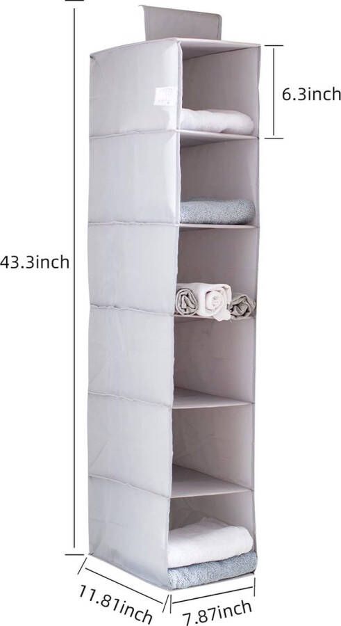 Hangend rek kledingkast organizer Oxford Closet organizer kledingkast hangend rek 6 opbergzakken voor schoenen en lingerie slaapkamer (grijs 20 x 30 x 110 cm)