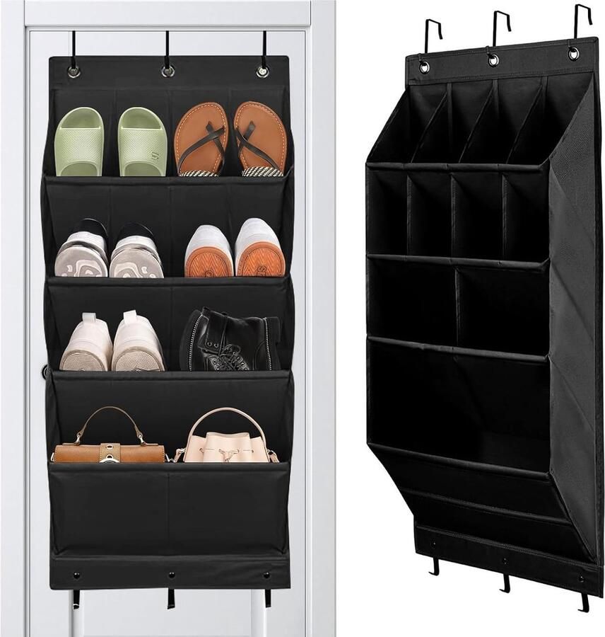 Hangend schoenenrek voor deur ruimtebesparend 1 stuk grijs 600D Oxford-weefsel 41 5 x 6 5 x 42 5 inch