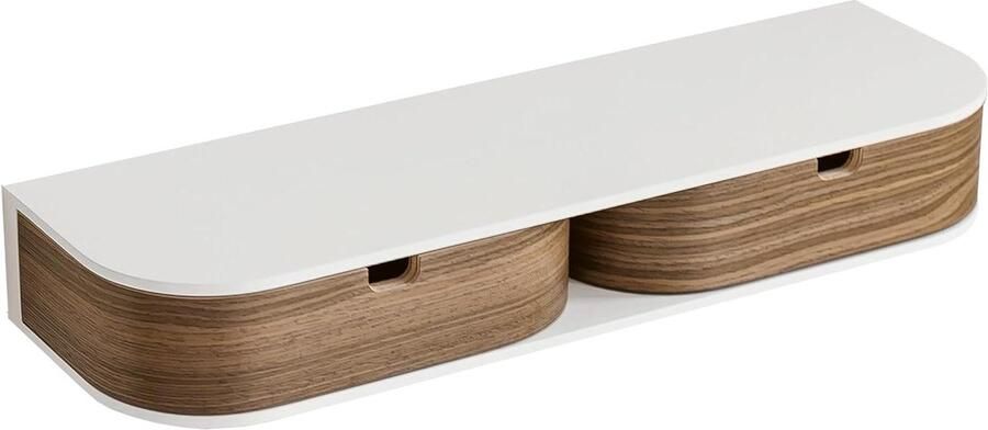 Hangend Wandrek met Laden Zwevende Laden Wit Walnoot Hout
