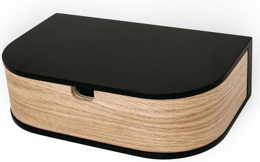 Hangend wandrek met laden zwevende laden zwart eiken hout