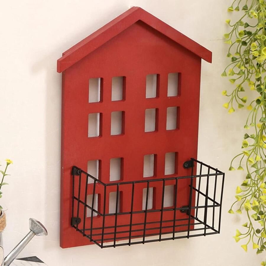 Aanpassing titel: Hangende wandrek met zwevende schommeltouwplanken Handgemaakt houten wandrek voor slaapkamer en woonkamer (rood)