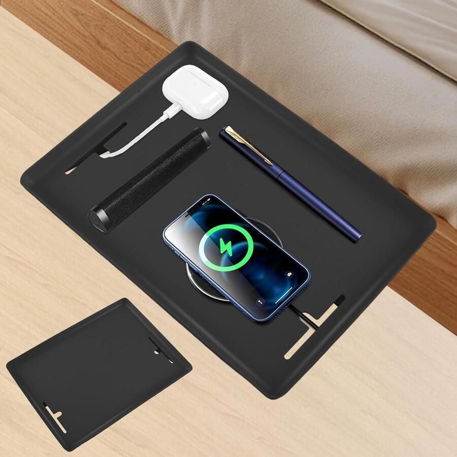 Hangend zwart nachtkastje rek: op te hangen aan bed plank clip beddienblad zwevend dienblad plank voor bed