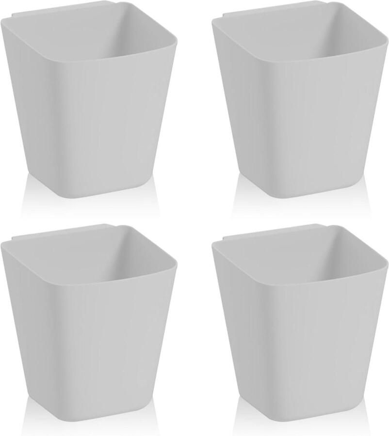 Hangende bekerhouders met pennenhouder en make-uppotloodhouder emmer hanger voor rolwagenaccessoires trolley opbergemmer (grijs)