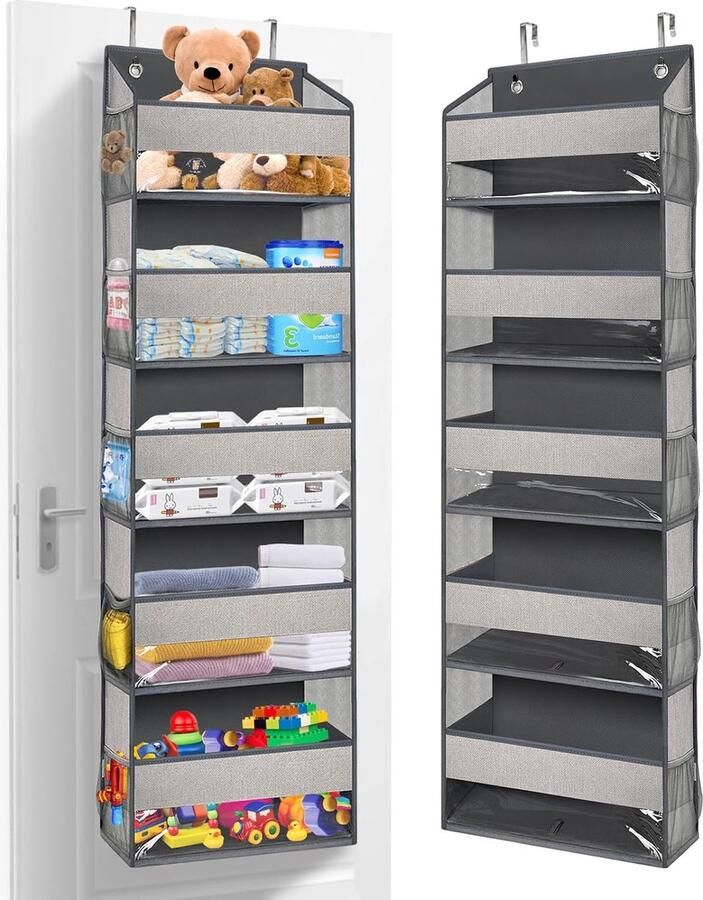 Hangende deurorganizer extra grote hangende organizer hangende organizer met 5 grote vakken en 10 zijvakken organizer badkamer grijs voor kinderkamer slaapkamer kantoor badkamer