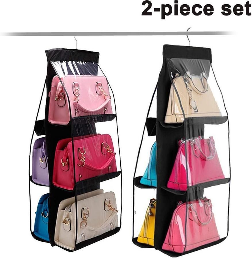 Hangende Garderobe Organizer Verticale Organiser Hanger Opbergruimte voor kleding accessoires 2 stuks Zwart