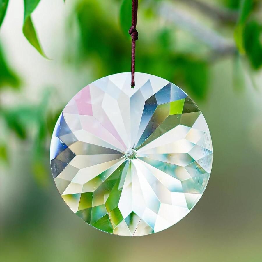 Hangende gefacetteerde kristallen groot raam prisma's zonnevanger ornament regenboogmaker kroonluchter kristallen hanger (85 mm rond) Bauhinia