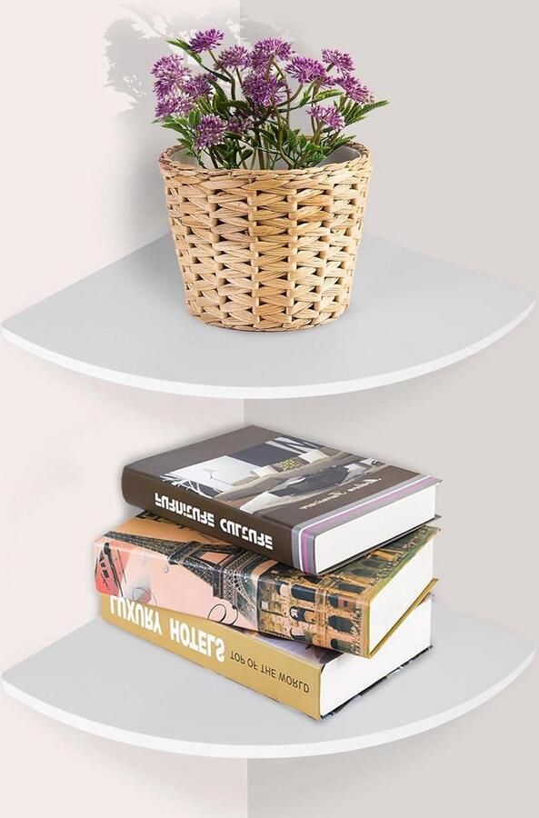 Hangende hoekplanken set wandplanken decoratief 2 stuks wit 25 cm