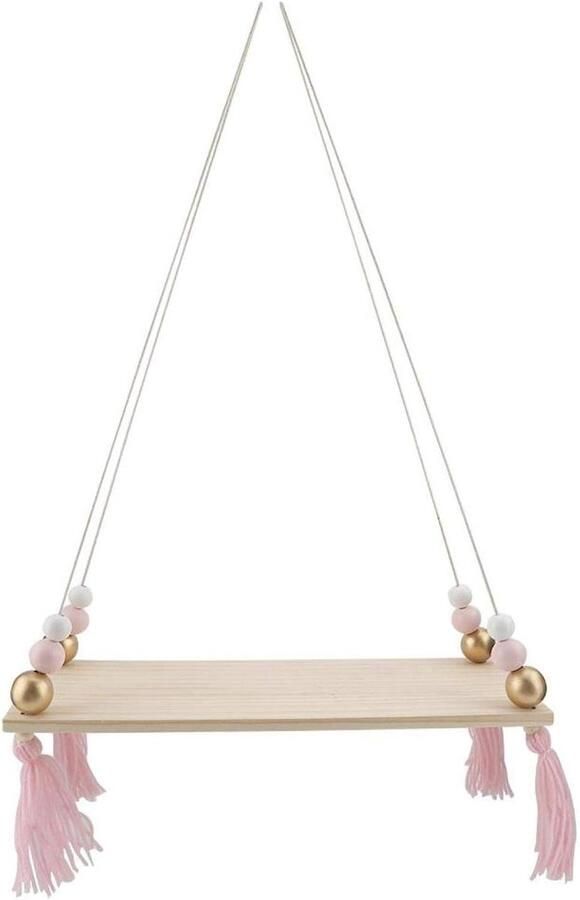 Hangende houten zwevende planken Nordic wandkleed rek schommel wandrek voor woonkamer slaapkamer in goudroze tinten