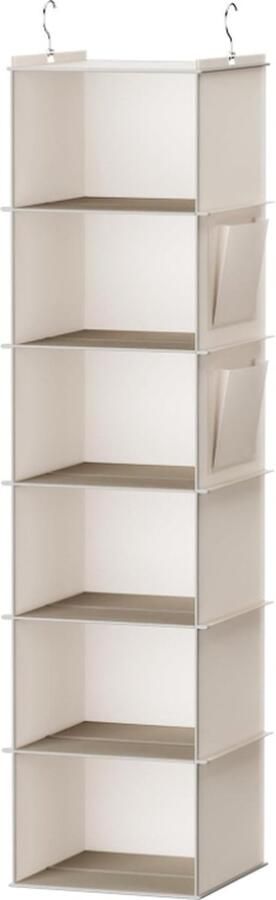 Hangende kast organizer 6-plank kast opknoping opslag met zijzakken beige