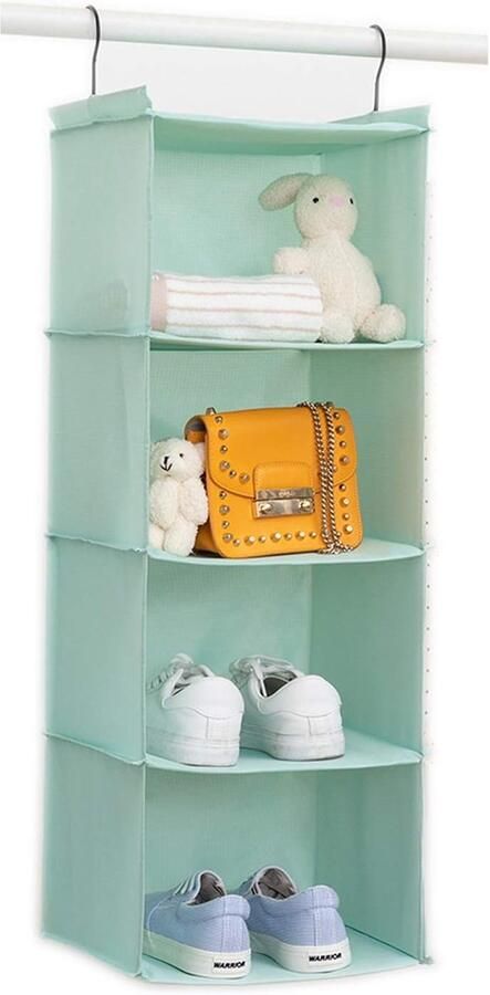 Hangende Kledingkast met 4 Planken en Haken Ruimtebesparende Organizer voor Kleding en Schoenen