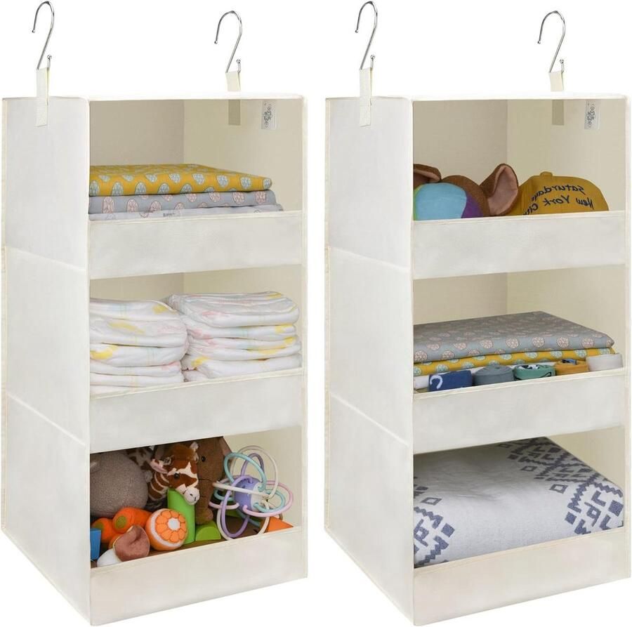 Hangende Kledingkast Organizer Beige Pack of 2 Opbergen en Organiseren