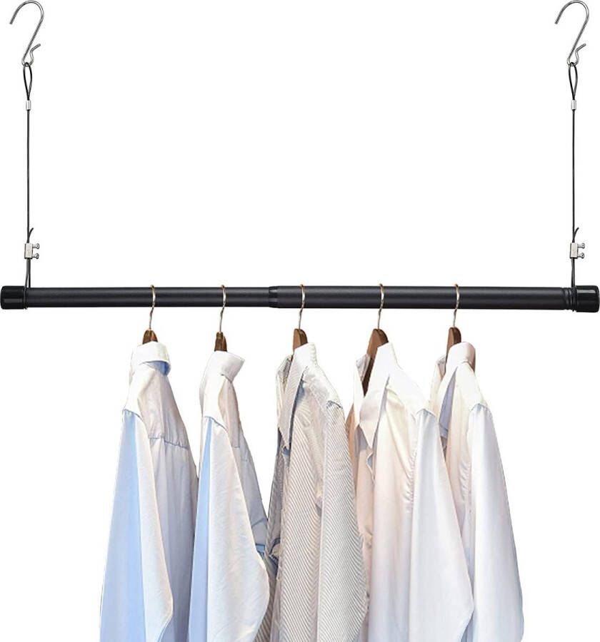 Hangende kledingstang kaststang 38-63 cm telescoopstang verstelbare hangklemstang kledingkast van roestvrij staal uittrekbare garderobestang spanstang voor garderobe matzwart