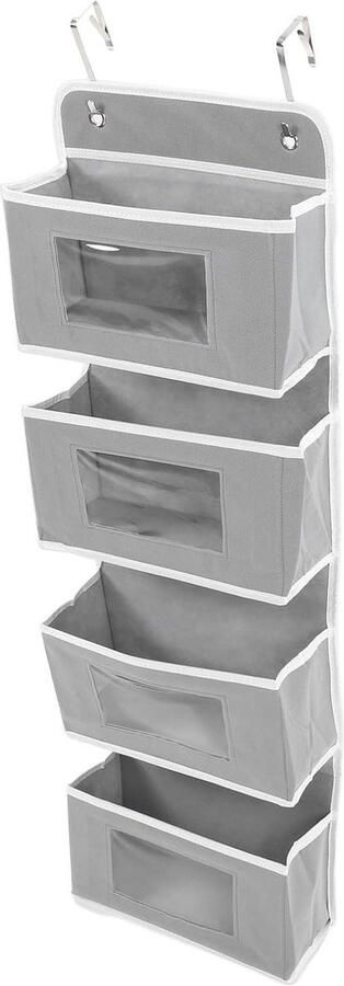 Hangende opberger met 4 vakken Stoffen hangrek deurorganizer voor kledingkast Grijs