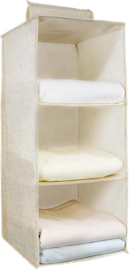 Hangende opbergkast organizer met 3 vakken opvouwbaar en ruimtebesparend stabiele hangorganizer met bamboestok versterkt opbergsysteem Kledingkast