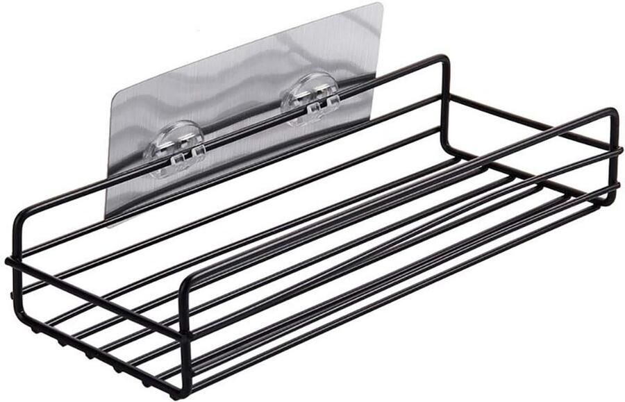 Hangende Opbergplank voor Badkamer Metalen Zwevende Planken Ijzer Badkamer Opbergrek met Zuignap Toiletpot n Organisator Plank Geen Boren Keuken Opbergrek (Zwart)