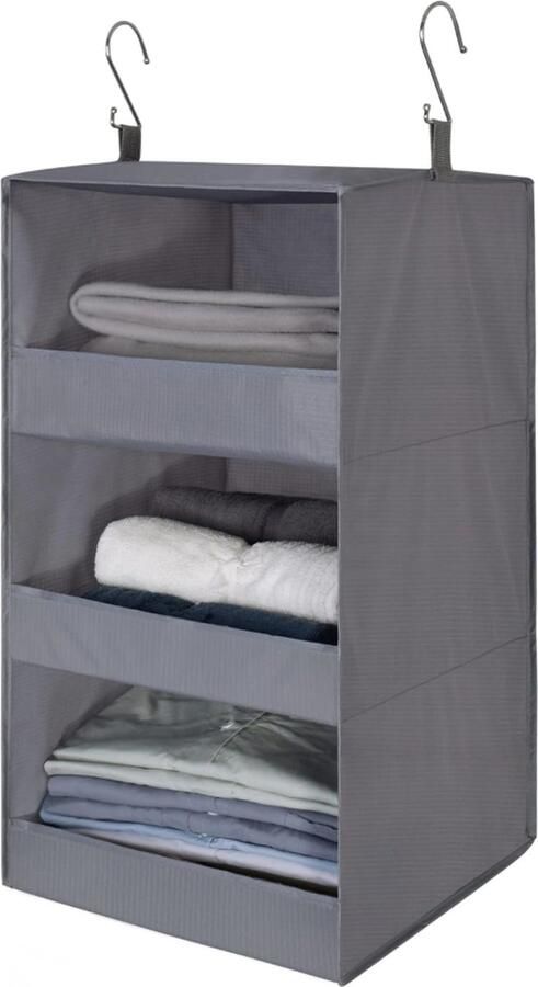 Hangende Organizer Hangkast Organizer Kledingkast Organizer Hangende Kast Organizer Opbergen en Organiseren Kleding Organizer Grijs Pack of 1 Hanging Storage Shelf