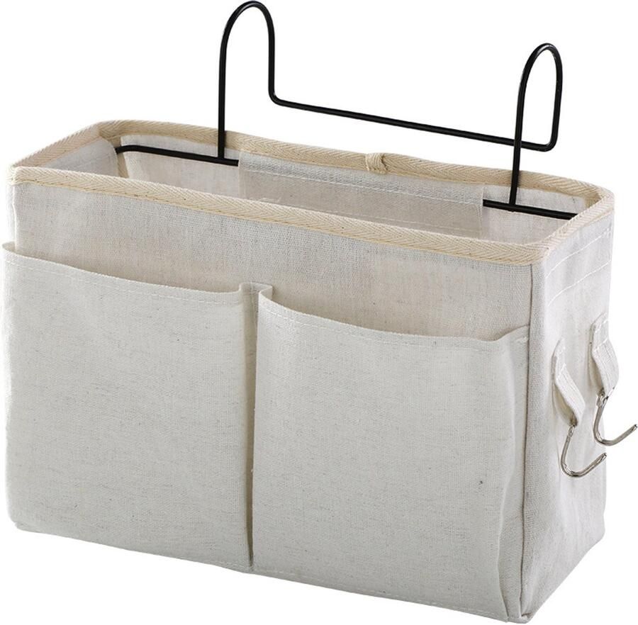 Hangende Organizer Katoenen en linnen canvas Packing cubes Opbergtassen Opbergtas Geschikt Voor naast het bed Hangtas Ruimtebesparende Hangende Opbergzak Opbergtas Geschikt Voor naast het bed beige 30*11*18.5cm