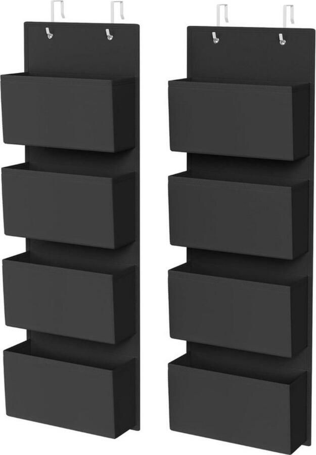 Hangende organizer kledingkast organizer set van 2 inktzwart stof 12 x 33 5 x 100 cm