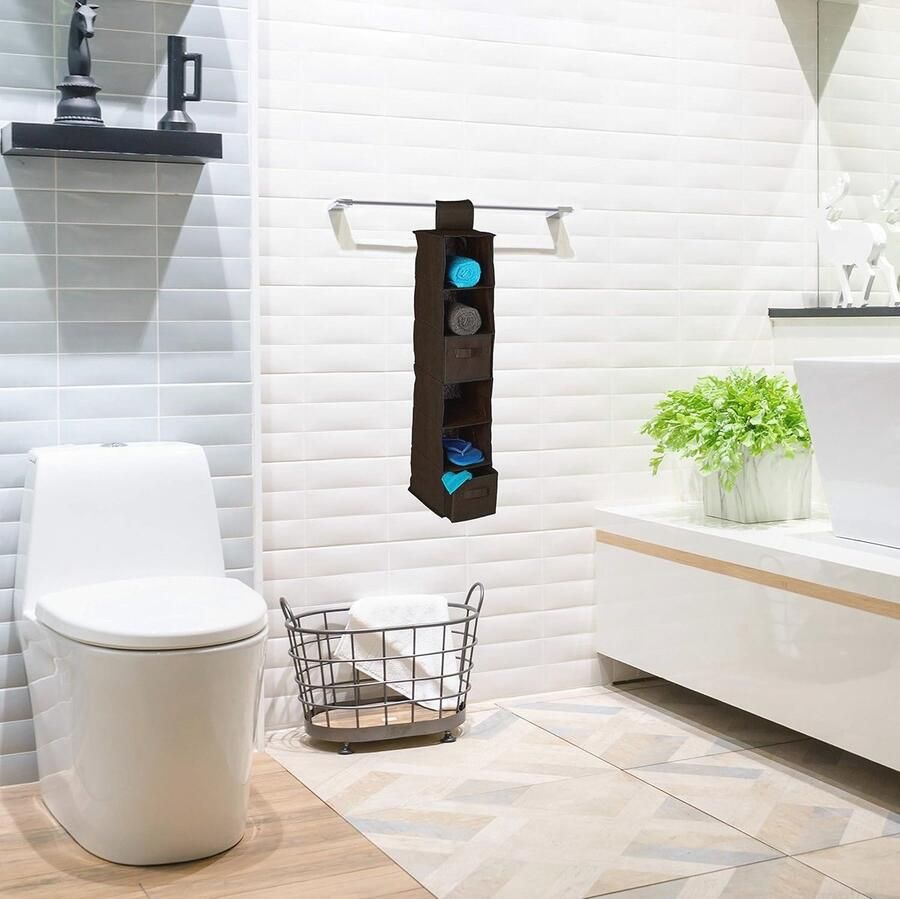 Hangende organizer voor kledingkast met 6 vakken en 2 lades Antraciet