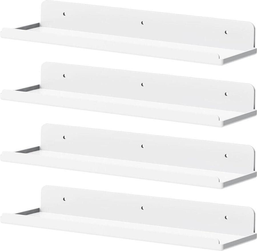 Hangende Planken Muurdecoratie Set van 4 Witte Acrylplanken 15 Boekenkast Vinyl Display Slaapkamer Woonkamer Organisatie