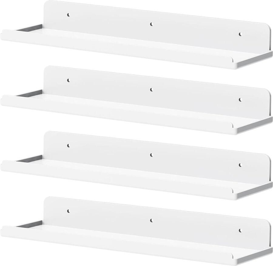 Hangende Planken voor Muur 4 Pack Witte Acrylplank 15 Kamerdecor voor Boekenkast Vinyl Platen Display Foto Afbeelding in Slaapkamer Woonkamer Badkamer Keukenopslag en Organisatie