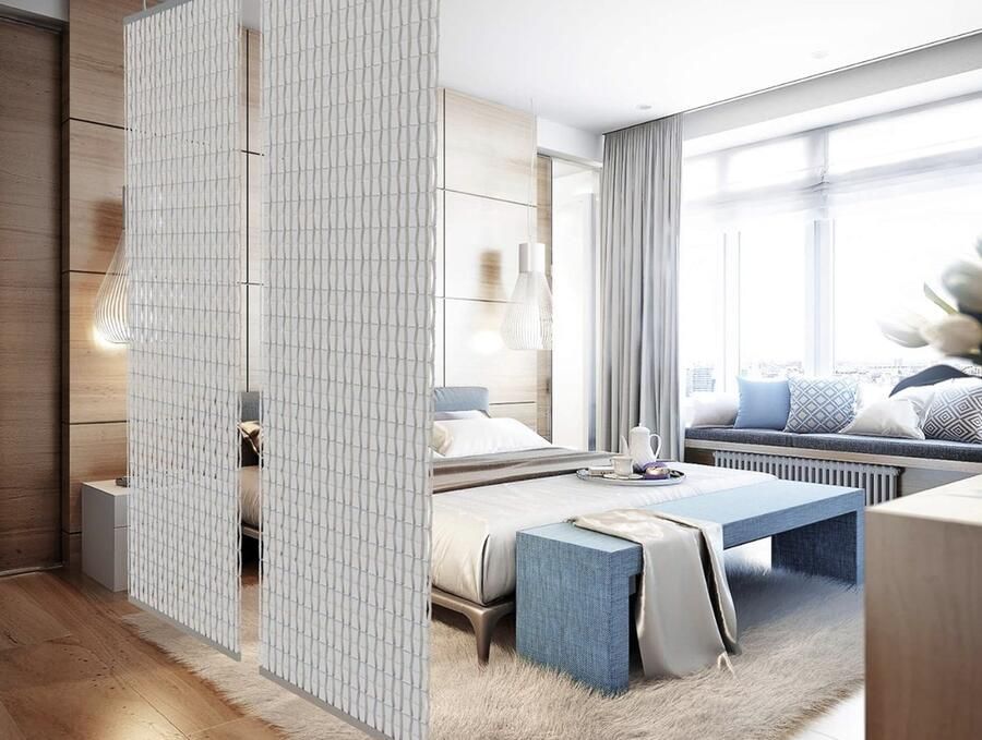 Hangende Ruimteverdeler Blikvanger en Decoratie Lichtdoorlatende Scheidingswand 118 x 240 cm Multifunctioneel Scherm met Inkijkbescherming Wit