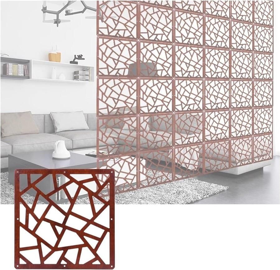 Hangende Scheidingspanelen voor Woonkamer Slaapkamer en Kantoor – Decoratief Houten Kunststof Paneel Set (10 Stuks)