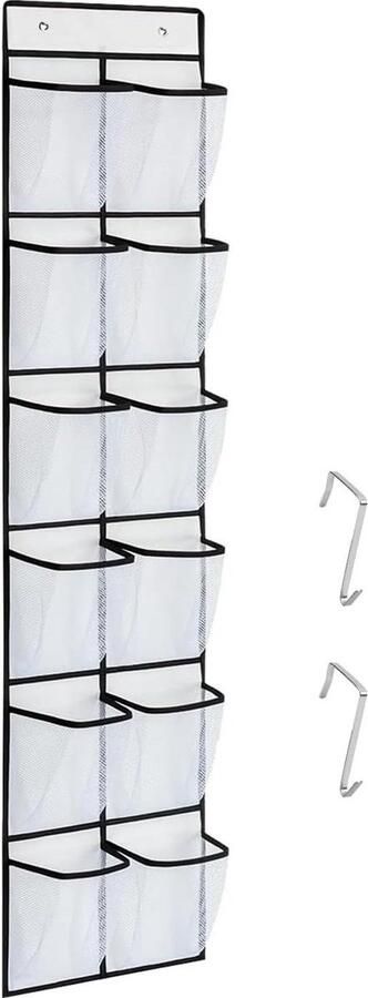 Hangende schoenenopberghouder met 12 grote gaaszakken schoenenrek voor keuken slaapkamer organizer voor schoenen en gadgets met 2 haken