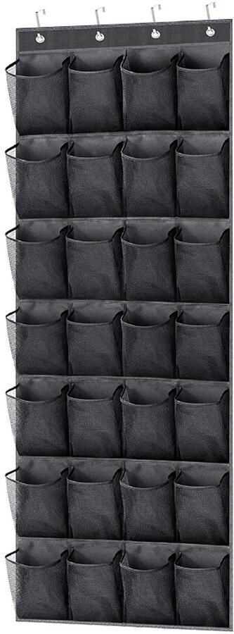 Hangende schoenenrek 28 Grote Over-de-deur Hangende Zakken Mesh Schoenenorganizer Opbergruimte achter deur Hangende schoenenrek Schoenenopberging Opbergruimte achter deur Hangende opbergruimte Hangende schoenenrek 58*165cm Zwart