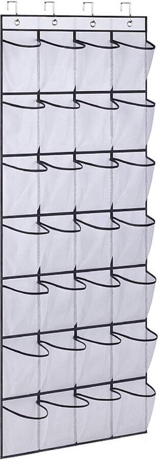 Hangende schoenenrek 28 grote schoenenorganizers met over-de-deurvakken hangende schoenenkast van gaas Schoenenopberging Opbergruimte achter deur Hangende opbergruimte Hangende schoenenrek 58*165cm Voor kledingkastdeuren wit