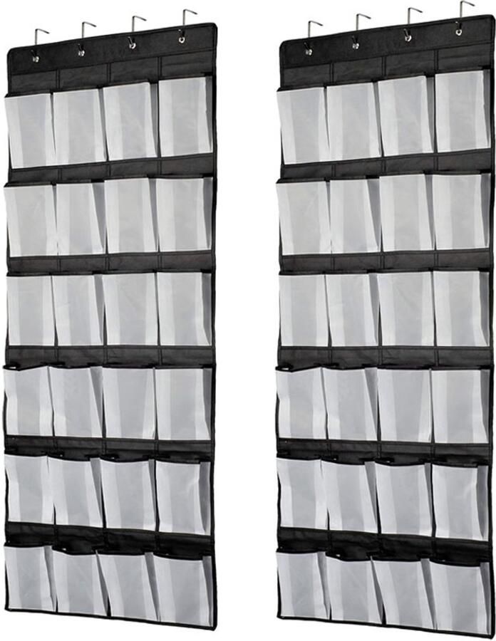 Hangende schoenenzakken Opbergzakken voor schoenen Over-deur garderobe organizer Hangende opbergruimte 2-pack 48 compartimenten Perfect voor thuisorganisatie