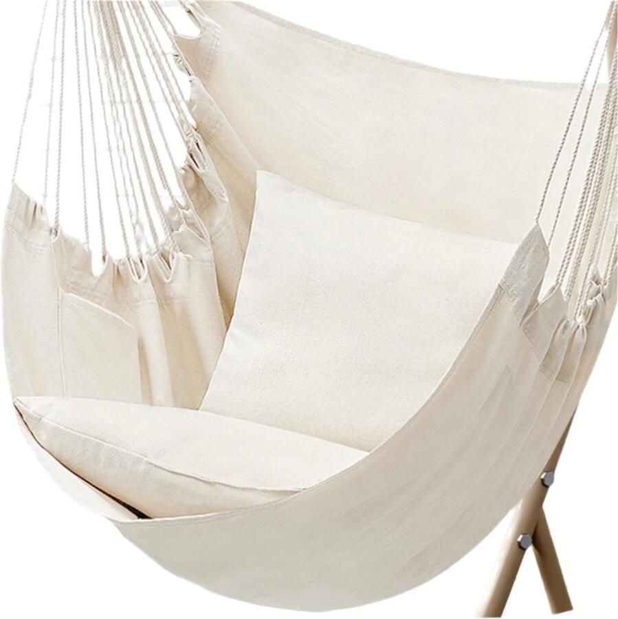 Hangende stoel hangende swing hangende stoel ontspanningstimulering 150 cm x 128 cm stof omvat 2 kussens (40 cm x 40 cm)