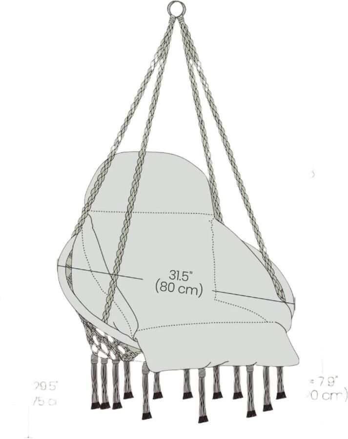 Hangende stoel zwenkstoel veerkrachtige stoel ondersteunt 120 kg gewicht 113cm x 76 cm x 57 cm staal en polyester