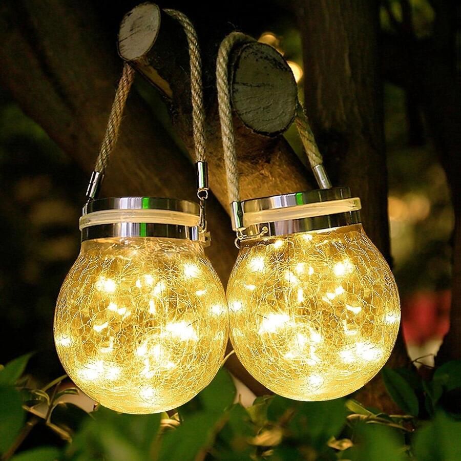 Hangende tafellamp op zonne-energie voor buiten 2 stuks 30 leds IP65 waterdicht warmwit tuindecoratie Kerstmis