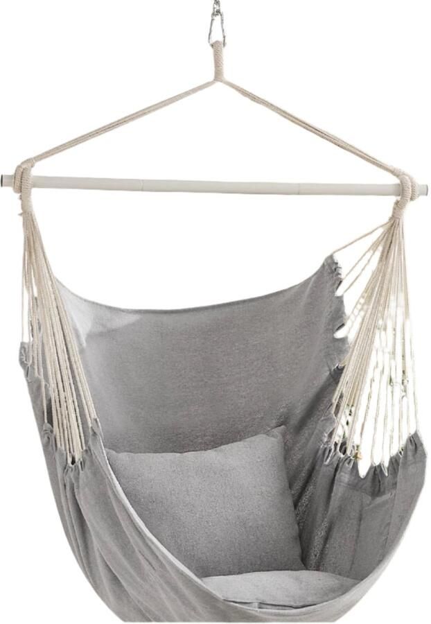 Hangende zwenkstoel hangstoel gesuspendeerde ligstoel omvat 2 kussens comfortabele ontspanning 150 cm x 128 cm stoel 140 cm stoelhoogte